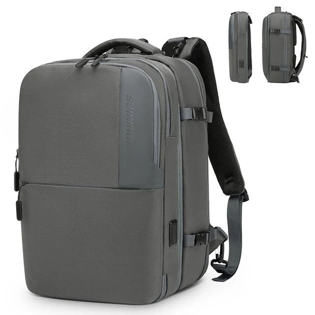 Alt view image 6 of 10 - SUIKIHUM 2-in-1 Travel Backpack for Men, Expandable 16" Laptop Backpack with Detachable Briefcase, Water-Resistant Carry-On Business Bag with USB-C, Gray