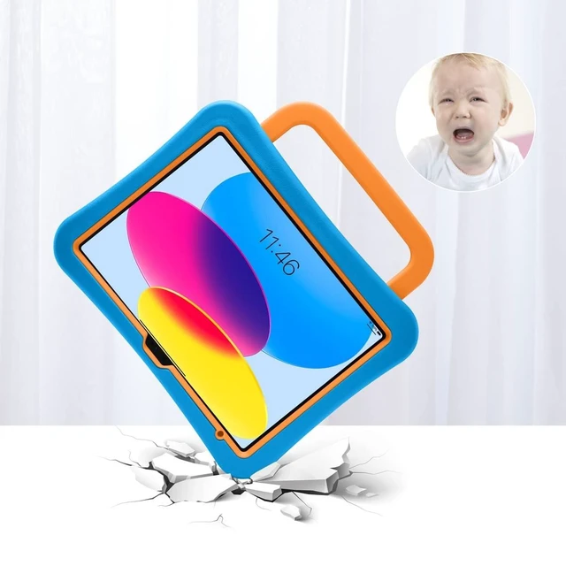 Alt view image 8 of 10 - LeiJue Kids Case for iPad (A16) 11th/10th Gen 10.9'' 2025/2022, Light Weight Heavy Duty/Shockproof/Drop Proof with Handle, Child Friendly case for iPad 11/10th (Blue)