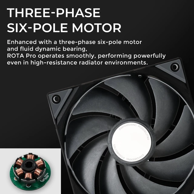 Alt view image 7 of 10 - TRYX ROTA PRO 120 120mm Case Fan 4-Pin PWM LCP Material FDB Case Fan 2250RPM with 81.32CFM Airflow High-Performance Quiet PC Fan