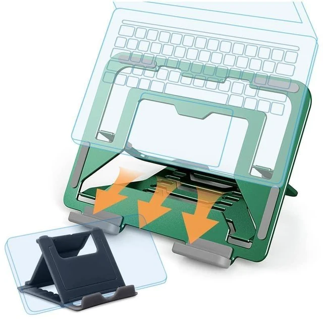 Alt view image 6 of 10 - Kalevel Green Laptop Stand Aluminum Computer Riser Adjustable Notebook Holder Anti Slip Multi Angle Phone Holder Compatible with 11-17'' Laptops 2 Pcs