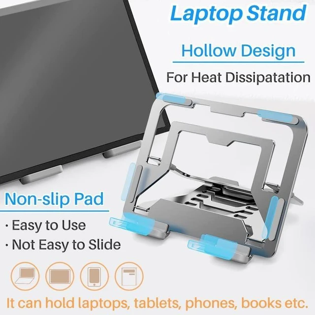 Alt view image 7 of 10 - Kalevel Green Laptop Stand Aluminum Computer Riser Adjustable Notebook Holder Anti Slip Multi Angle Phone Holder Compatible with 11-17'' Laptops 2 Pcs