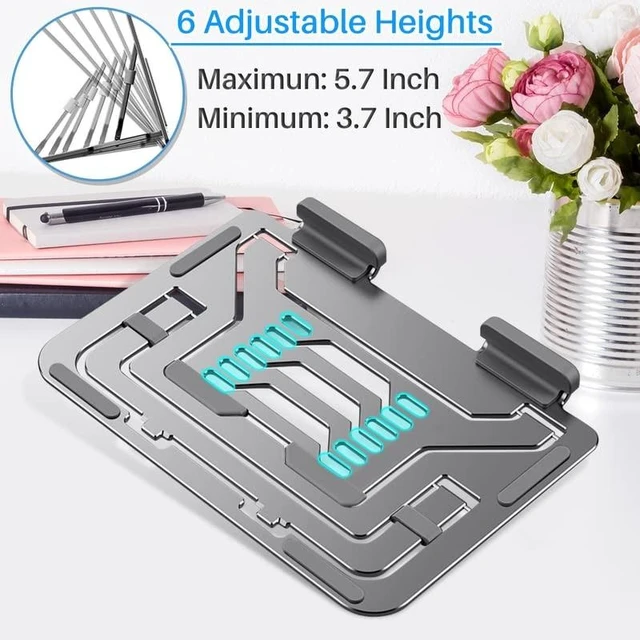 Alt view image 8 of 10 - Kalevel Green Laptop Stand Aluminum Computer Riser Adjustable Notebook Holder Anti Slip Multi Angle Phone Holder Compatible with 11-17'' Laptops 2 Pcs