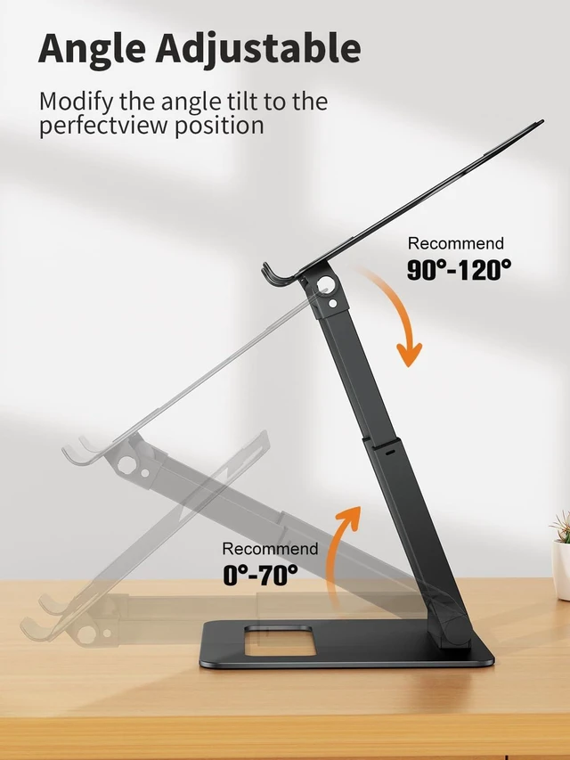 Alt view image 9 of 10 - tounee Laptop Stand for Desk Adjustable Height, Telescopic Computer Stand with Pull Out Design Ergonomic Laptop Riser Fits All Laptops 10-17"-Black