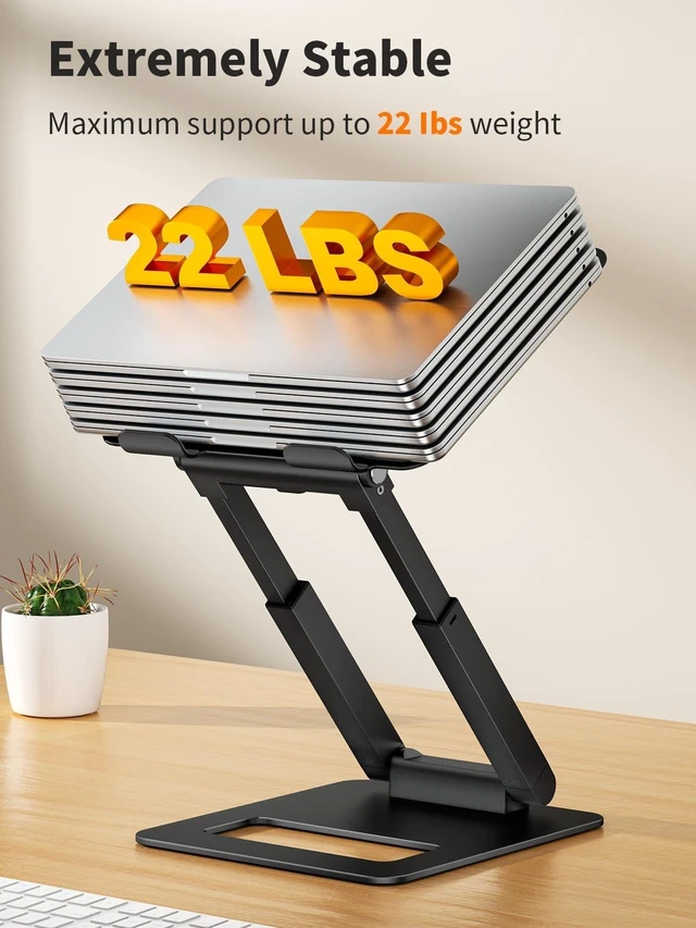 Alt view image 10 of 10 - tounee Laptop Stand for Desk Adjustable Height, Telescopic Computer Stand with Pull Out Design Ergonomic Laptop Riser Fits All Laptops 10-17"-Black