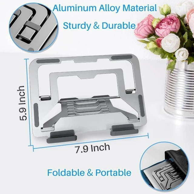 Alt view image 9 of 10 - Kalevel Green Laptop Stand Aluminum Computer Riser Adjustable Notebook Holder Anti Slip Multi Angle Phone Holder Compatible with 11-17'' Laptops 2 Pcs