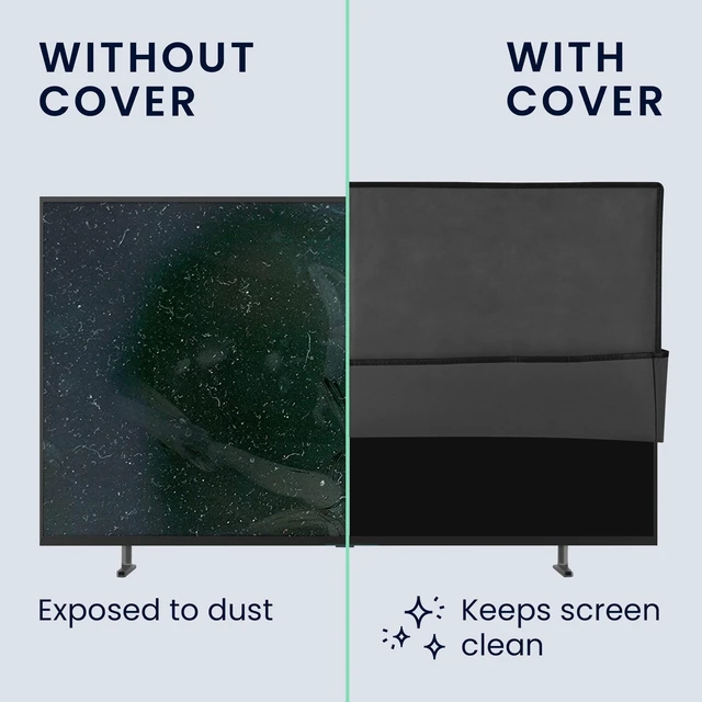 Alt view image 9 of 10 - kwmobile Indoor 75" TV Cover Television Dust Cover Screen Protector TV Screen Dust Protection Synthetic Fabric Dark Grey