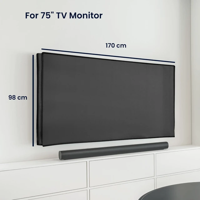 Alt view image 8 of 10 - kwmobile Indoor 75" TV Cover Television Dust Cover Screen Protector TV Screen Dust Protection Synthetic Fabric Dark Grey