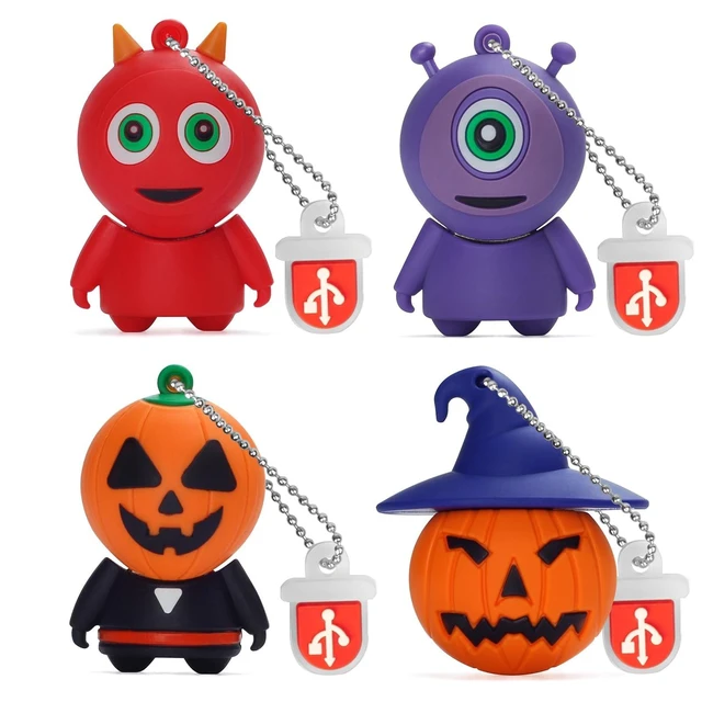 Alt view image 6 of 10 - Halloween USB Flash Drive 16GB x 4 Pieces Creative Pumpkin USB Gift Cartoon Memory Stick Data Storage Pendrive with Keychain U Disk for Computer Notebook Laptop
