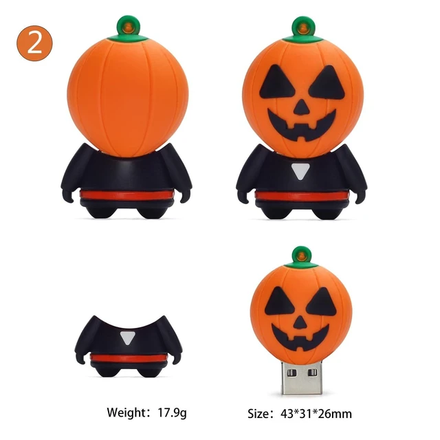 Alt view image 8 of 10 - Halloween USB Flash Drive 16GB x 4 Pieces Creative Pumpkin USB Gift Cartoon Memory Stick Data Storage Pendrive with Keychain U Disk for Computer Notebook Laptop