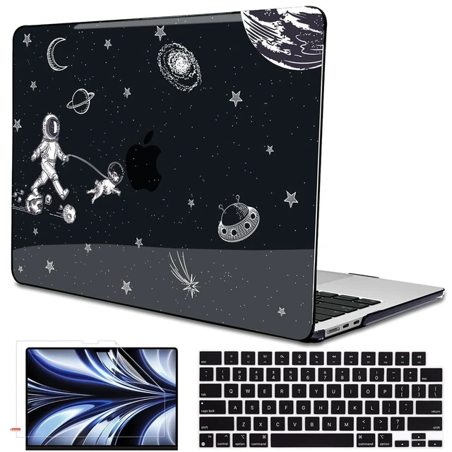 Alt view image 6 of 10 - LCMOCICO for MacBook Air 13 Inch Case 2026 2025 2024 2023 2022 Release M5 A3449 M4 A3240 M3 A3113 M2 A2681, Scratch Resistant Plastic Hard Shell Case for MacBook Air 13.6 M5, Astronauts Space Dog