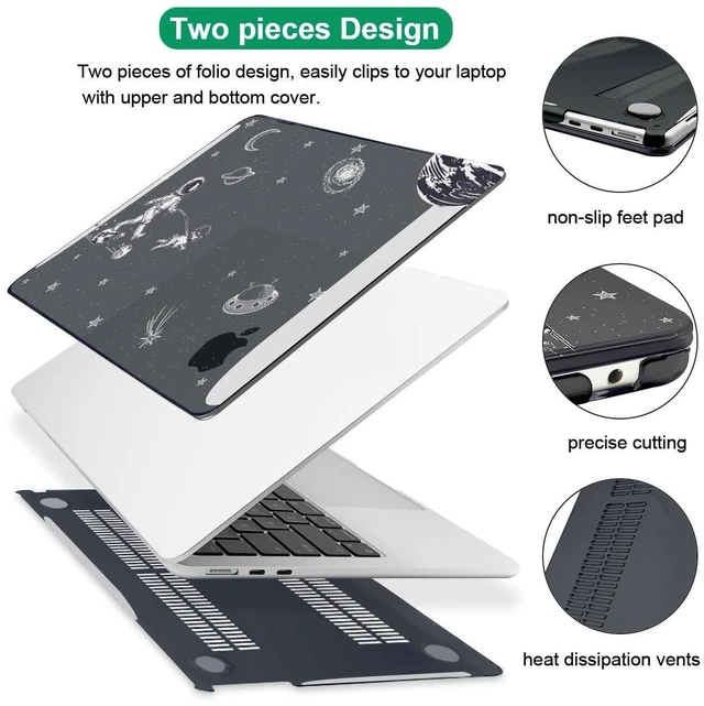 Alt view image 8 of 10 - LCMOCICO for MacBook Air 13 Inch Case 2026 2025 2024 2023 2022 Release M5 A3449 M4 A3240 M3 A3113 M2 A2681, Scratch Resistant Plastic Hard Shell Case for MacBook Air 13.6 M5, Astronauts Space Dog