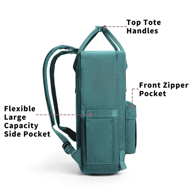 Alt view image 9 of 10 - KALIDI Casual Laptop Backpack 15 Inches Classic Camping Rucksack Travel Outdoor Square Daypack College Hiking Gym Bag, Frost Green