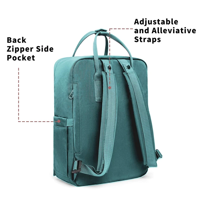 Alt view image 10 of 10 - KALIDI Casual Laptop Backpack 15 Inches Classic Camping Rucksack Travel Outdoor Square Daypack College Hiking Gym Bag, Frost Green