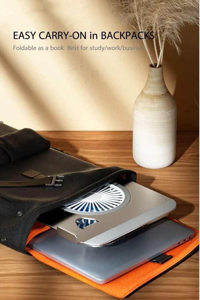 Alt view image 9 of 10 - KEROLFFU Laptop Stand Fan with 360 Rotating Swival Base, 10inch Riser Height Adjustable for Typing Keyboard, Aluminum Ergonomic Strong Holder 22LBS, for Heavy Notebook 10 12 14 15 17Inch (MacBook)