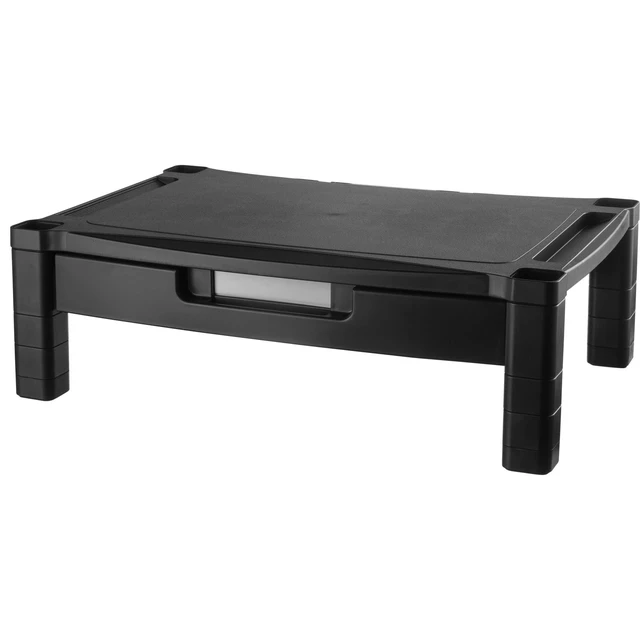 Alt view image 6 of 10 - Kantek Wide Deluxe Two-Level Monitor Stand With Drawer, 20" X 13.25" X 3" To 6.5", Black, Supports 50 Lbs