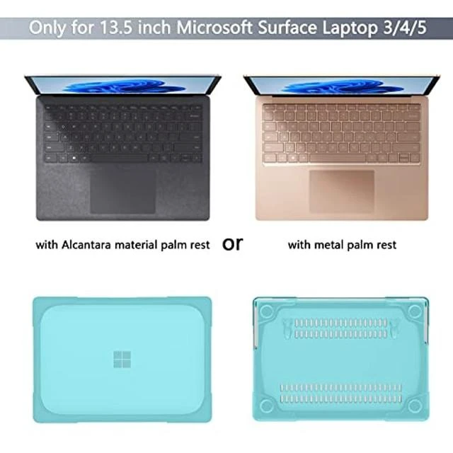 Alt view image 7 of 10 - Batianda Heavy Duty Case for 13.5" Microsoft Surface Laptop 5 4/3 with Metal Palm Rest,Shockproof Protective Cover with Fold Kickstand for Enhanced Durability & Keyboard Cover Screen Protector, Blue