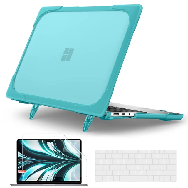 Alt view image 6 of 10 - Batianda Heavy Duty Case for 13.5" Microsoft Surface Laptop 5 4/3 with Metal Palm Rest,Shockproof Protective Cover with Fold Kickstand for Enhanced Durability & Keyboard Cover Screen Protector, Blue