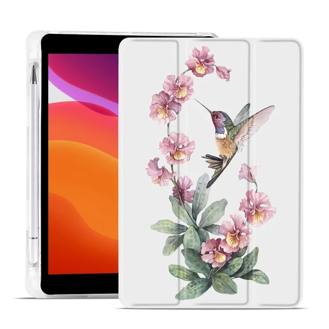 Alt view image 6 of 10 - MAYCARI Hummingbird Flower Case for iPad Air5/Air4 with Pencil Holder, Cute for iPad 10.9 Inch 2022/2020 Protective Case with Soft TPU Back, Auto Sleep/Wake Cover Slim Shell