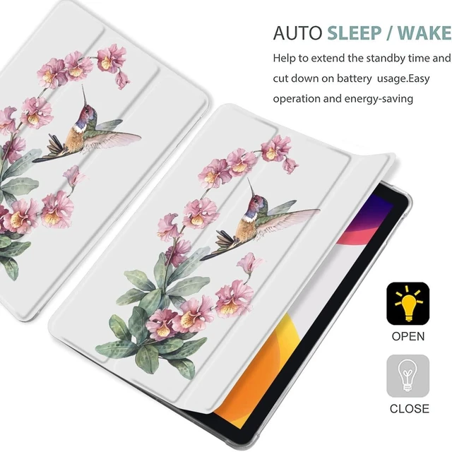 Alt view image 9 of 10 - MAYCARI Hummingbird Flower Case for iPad Air5/Air4 with Pencil Holder, Cute for iPad 10.9 Inch 2022/2020 Protective Case with Soft TPU Back, Auto Sleep/Wake Cover Slim Shell