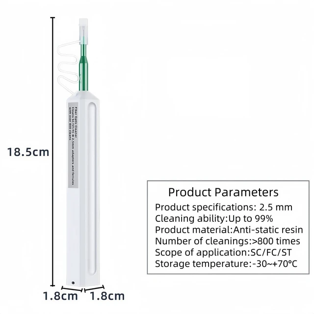 Alt view image 10 of 10 - TXWTXPJ- 10-Pack SC Fiber Optic Cleaning Pen, 800+ Cleans per Pen, for SC/FC/ST 2.5mm Connectors, Data Center, Network Maintenance
