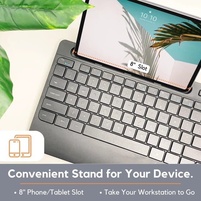 Alt view image 7 of 10 - X9 Wireless USB-C Keyboard and Mouse Combo - Dual Port Compatibility (USB C + A) - Versatile Mouse Keyboard Combo Wireless w/ 8" Phone Stand and 113 Keys