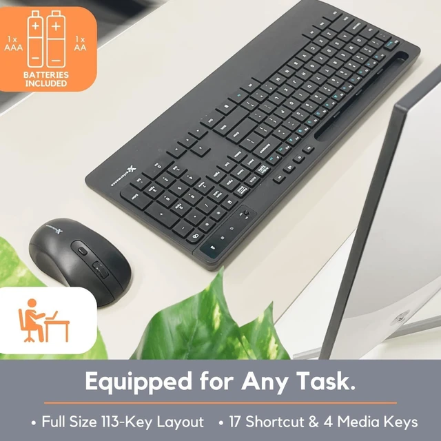 Alt view image 10 of 10 - X9 Wireless USB-C Keyboard and Mouse Combo - Dual Port Compatibility (USB C + A) - Versatile Mouse Keyboard Combo Wireless w/ 8" Phone Stand and 113 Keys