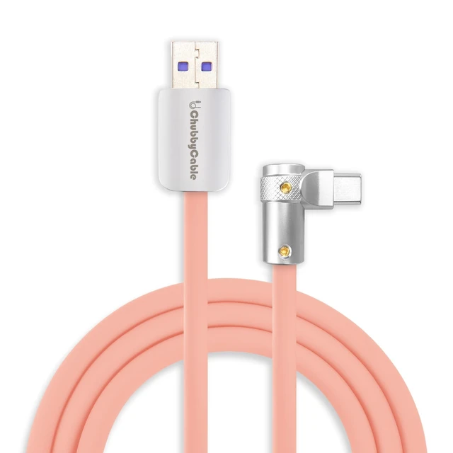 Alt view image 6 of 10 - chubbycable FlexElbow 90 Degree 120W Fast Charging Cable Right Angle USB C Cable Silicone Charging Cord Compatible with iPhone 17-15 Series iPad, Pink, USB-A to Type-C, 9.8FT