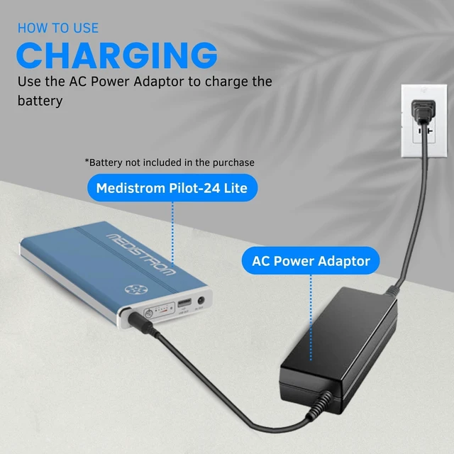 Alt view image 9 of 10 - AC Power Adapter for Medistrom Pilot 24 Lite Fast Charging Backup Battery Power Supply, Compatible with CPAP Machine & Accessories, CPAP Supplies