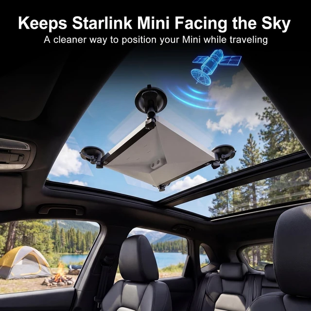 Alt view image 7 of 10 - Starlink Mini Mount Starlink Mini Car Mount Suction Cup Holder for Sunroof & Window, Strong Vacuum Base, Starlink Mini Accessories for RV, Boat, Truck (Black) (Black)