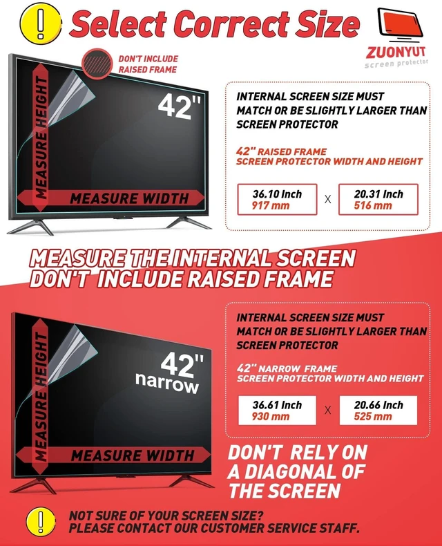 Alt view image 8 of 10 - ZUONYUT TV Screen Film Anti Glare Film for TV 42 Inch,Glare Blue Light Filter for 42 inch TV Glare Shield (42" W917mm H516mm)