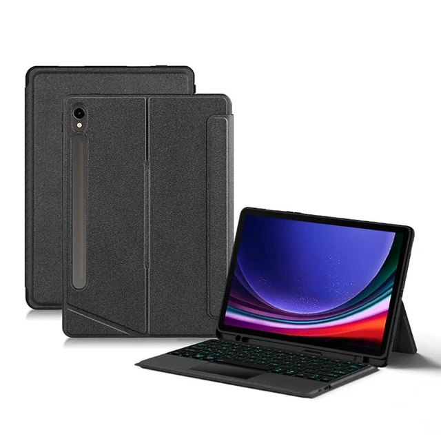 Alt view image 6 of 10 - Keyboard Case for Samsung Galaxy Tab S9 11inch/ Tab S9 FE/Tab S10 FE 10.9inch with Touchpad, Smart 7 Colors Backlits, Magnetic Detachable BT Keyboard Case with S-Pen Holder