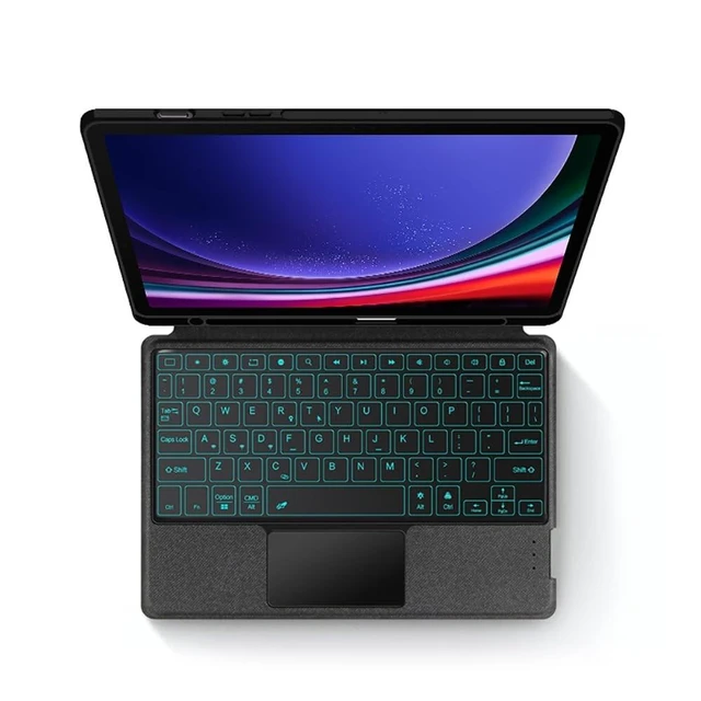 Alt view image 7 of 10 - Keyboard Case for Samsung Galaxy Tab S9 11inch/ Tab S9 FE/Tab S10 FE 10.9inch with Touchpad, Smart 7 Colors Backlits, Magnetic Detachable BT Keyboard Case with S-Pen Holder