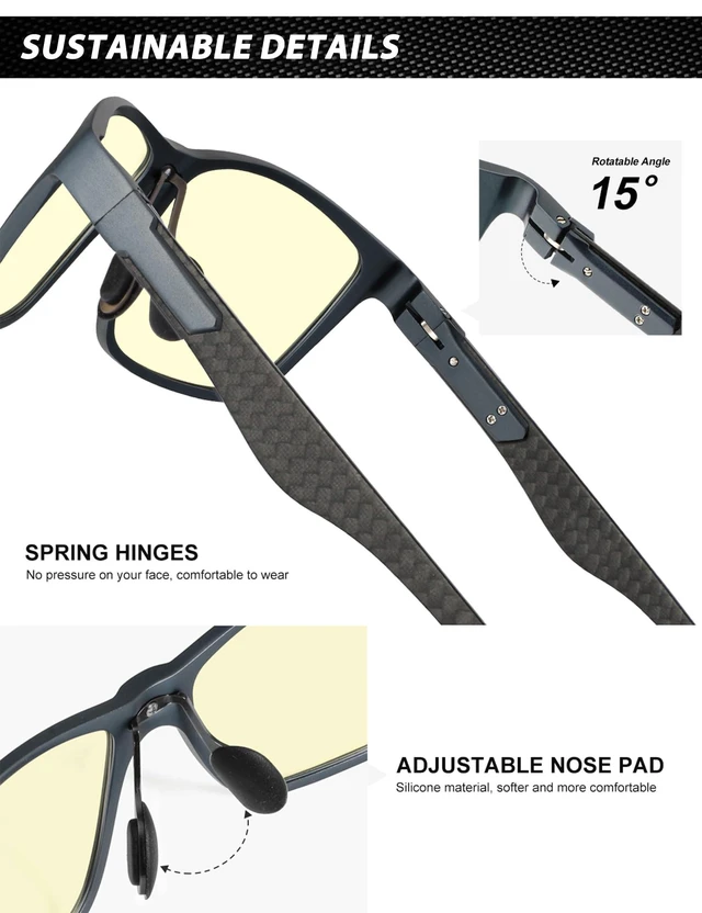 Alt view image 9 of 10 - ANYLUV Blue Light Blocking Glasses Men Computer Gaming Glasses Lightweight Al-Mg Metal Anti Eyestrain Eye Protection