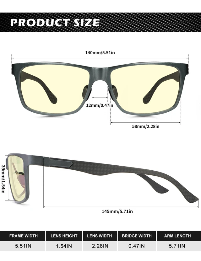 Alt view image 10 of 10 - ANYLUV Blue Light Blocking Glasses Men Computer Gaming Glasses Lightweight Al-Mg Metal Anti Eyestrain Eye Protection