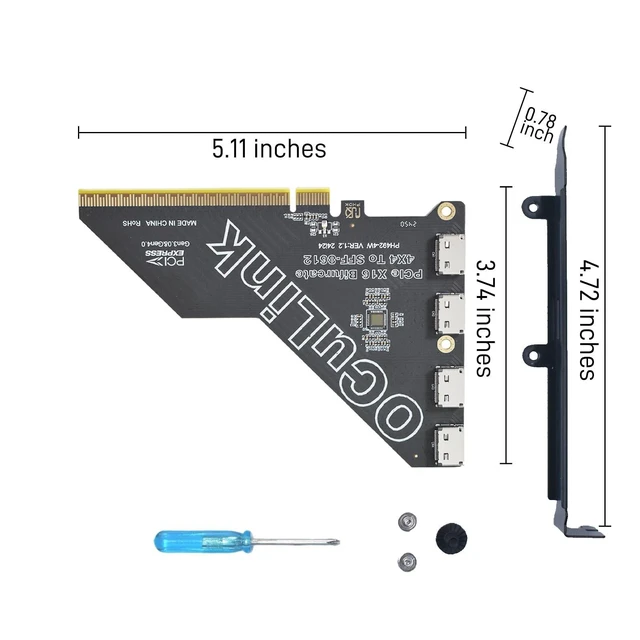 Alt view image 9 of 10 - LetLinkSo Gen4 PCIe to Oculink SFF-8612 Adapter SFF-8611 External Graphics Card for GPU Dock, eGPU, NVMe SSD (PCIe x16 to Oculink)