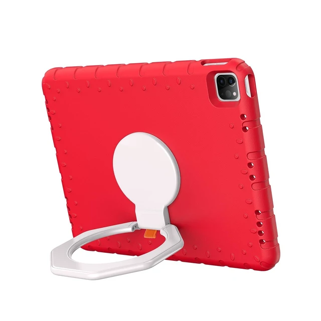 Alt view image 6 of 10 - E-puhate for iPad Pro 12.9 Case 6th/5th/4th/3rd Generation with 360 Rotating Stand & Pencil Holder, Heavy Duty Cute Cover for iPad Pro 12.9 inch 2022/2021/2020/2018, Red