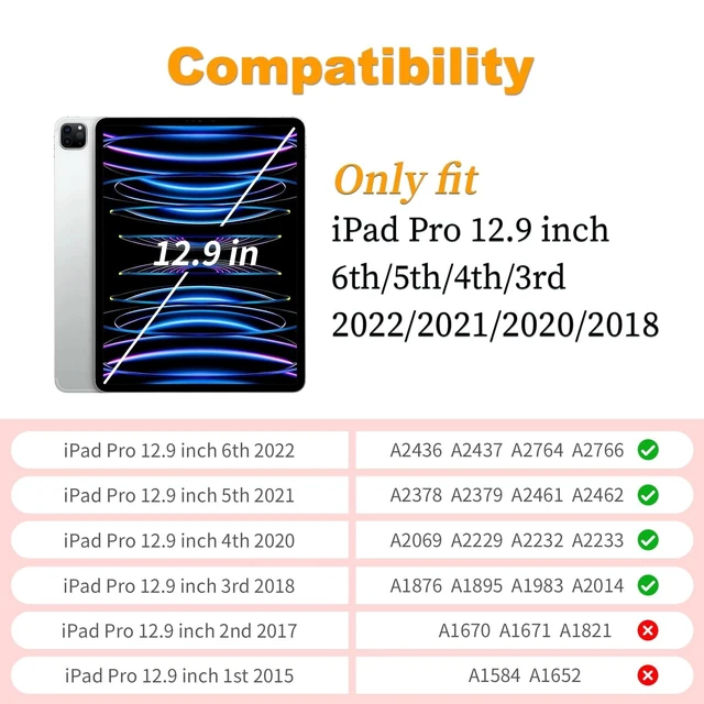 Alt view image 7 of 10 - E-puhate for iPad Pro 12.9 Case 6th/5th/4th/3rd Generation with 360 Rotating Stand & Pencil Holder, Heavy Duty Cute Cover for iPad Pro 12.9 inch 2022/2021/2020/2018, Red