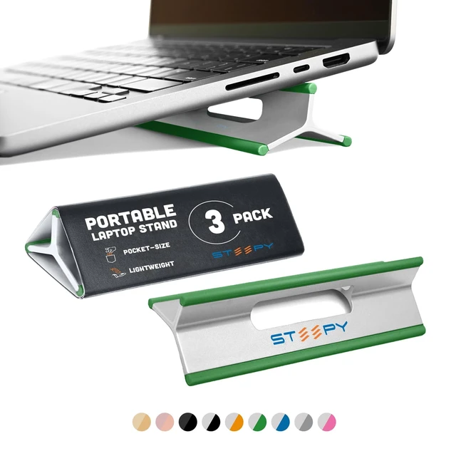Alt view image 6 of 10 - Steepy Portable Laptop Stand for Desk 3 Heights Computer Stand for Laptop Riser Ergonomic Soporte para Laptop Base Computer Holder & Elevated Lifter for Travel, Home Office, Projector Riser or DJ
