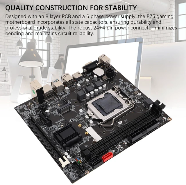 Alt view image 9 of 10 - Tangxi B75 Computer Motherboard, LGA 1155 2x8GB DDR3 Gaming Motherboard with M.2 NVMe NGFF ATA3.0 PCI E, for Core i3 i5 i7 E3 V2 Celeron Pentium