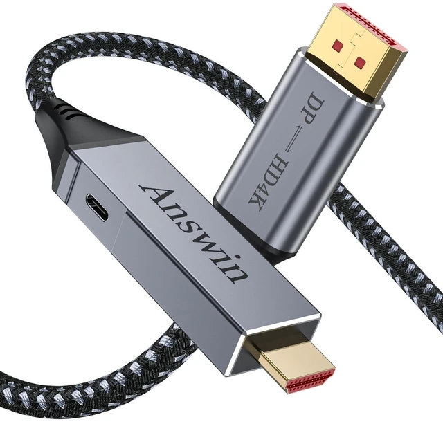 Alt view image 6 of 10 - Answin Bidirectional HDMI to DisplayPort 4K 60Hz Cable Adapter for PS5, Xbox, PC Laptop Monitor TV, HDMI to DP & DisplayPort to HDMI Cable -3Ft
