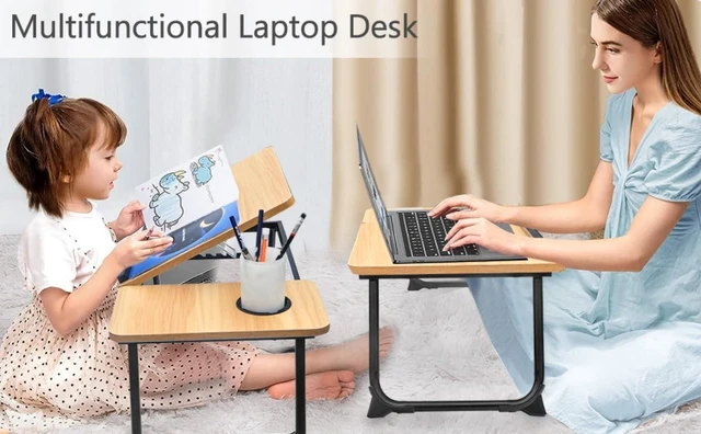 Alt view image 7 of 10 - Adjustable Laptop Desk for Bed,Bed Table for Laptops,Laptop Stand for Beds,Lap Desk Foldable Bed Desk for Laptops and Writing,Portable Beds Tray Table with Cup Holder
