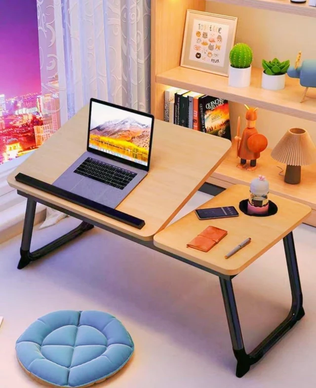 Alt view image 8 of 10 - Adjustable Laptop Desk for Bed,Bed Table for Laptops,Laptop Stand for Beds,Lap Desk Foldable Bed Desk for Laptops and Writing,Portable Beds Tray Table with Cup Holder