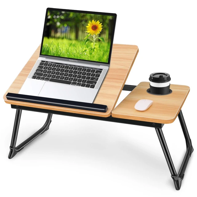 Alt view image 6 of 10 - Adjustable Laptop Desk for Bed,Bed Table for Laptops,Laptop Stand for Beds,Lap Desk Foldable Bed Desk for Laptops and Writing,Portable Beds Tray Table with Cup Holder