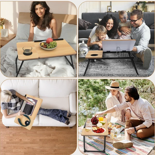 Alt view image 9 of 10 - Adjustable Laptop Desk for Bed,Bed Table for Laptops,Laptop Stand for Beds,Lap Desk Foldable Bed Desk for Laptops and Writing,Portable Beds Tray Table with Cup Holder