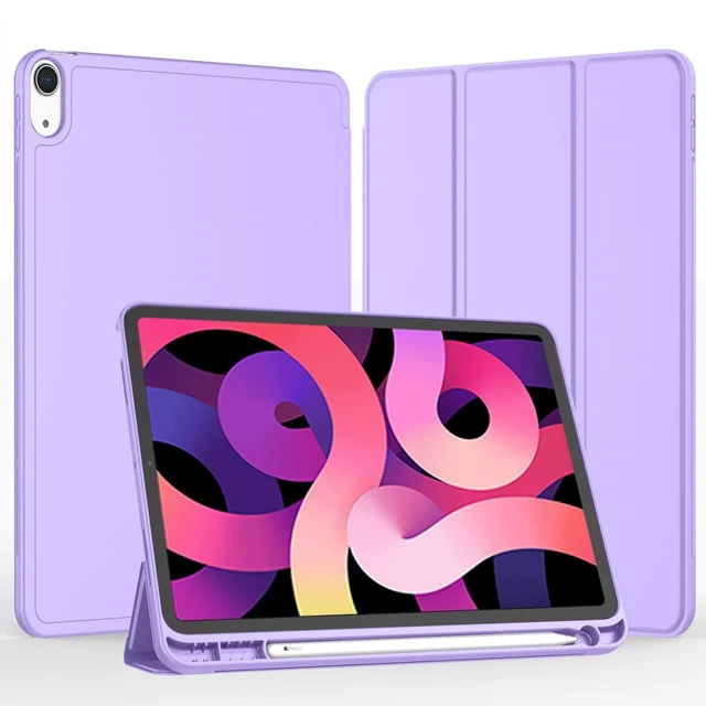Alt view image 7 of 10 - iMieet iPad Air 11 Inch Case M4/M3/M2(2026/2025/2024), iPad Air 5th/4th Generation Case 2022/2020 10.9 Inch with Pencil Holder,Trifold Stand Smart Case with Soft TPU Back(Clove Purple)