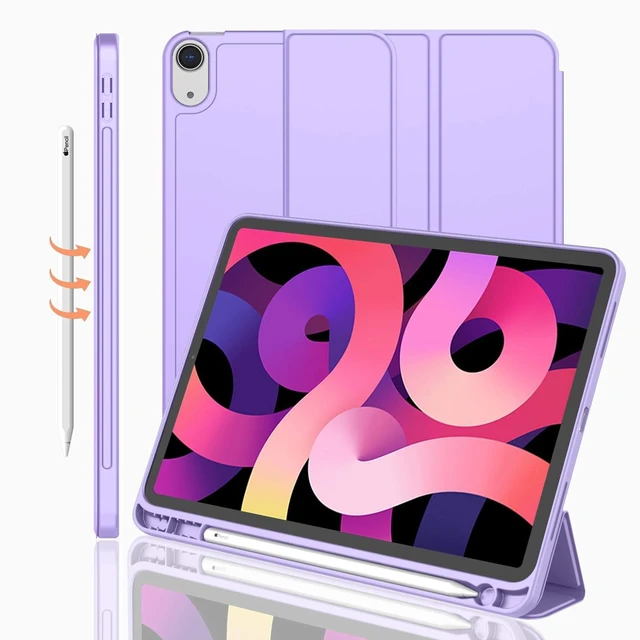 Alt view image 6 of 10 - iMieet iPad Air 11 Inch Case M4/M3/M2(2026/2025/2024), iPad Air 5th/4th Generation Case 2022/2020 10.9 Inch with Pencil Holder,Trifold Stand Smart Case with Soft TPU Back(Clove Purple)