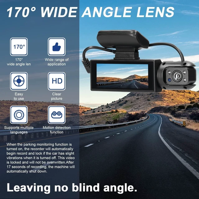 Alt view image 7 of 10 - Shkalacar Auto Dash Cam Car Video Recorder, Car Camera Recorder Night Viewing Motion Detection DVR 170 Degree Wide Angle Car Camcorder Multi-Language Dual Lens