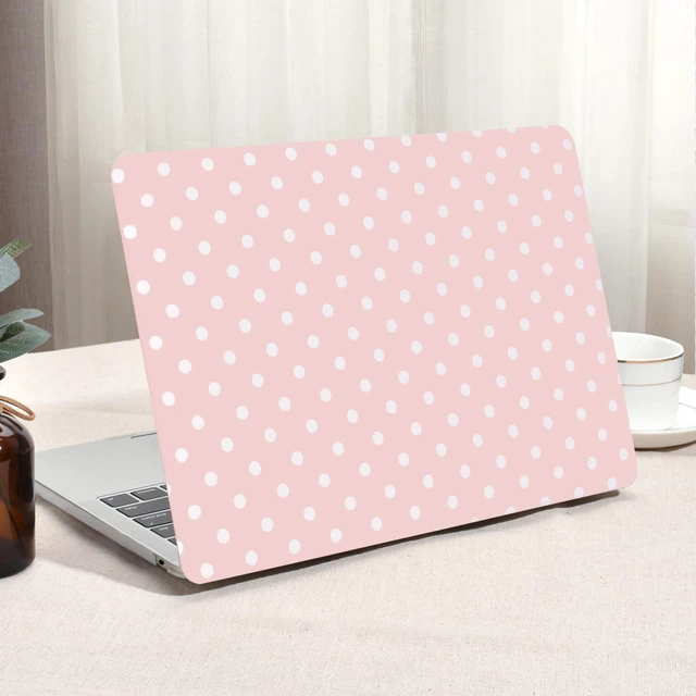 Alt view image 6 of 10 - Seorsok Compatible with MacBook Air 15 inch Case 2025 2024 2023 Release M4 A3241 M3 A3114 M2 A2941 Touch ID,Elegant Leather Plastic Hard Shell Case with Keyboard Cover,White Polka Dots Design,Pink