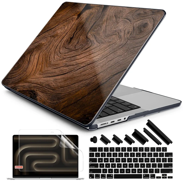 Alt view image 6 of 10 - DONGKE Case for MacBook Pro 14 Inch (2026-2021 Release, M5 M4 M3 M2 M1 Pro/Max Chip), Plastic Slim Hard Shell Protective Cover with Keyboard Cover & Screen Protector, Wood Grain