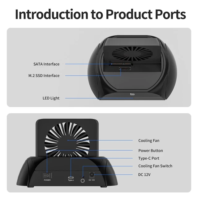 Alt view image 7 of 10 - Hard Drive Docking Station, Pcie NVMe Adapter with Cooling Fan Superior Cooling Efficiency, External Hard Drive Reader Compatible with M.2 NVMe/SATA SSD & 2.5" and 3.5" SATA HDD SSD